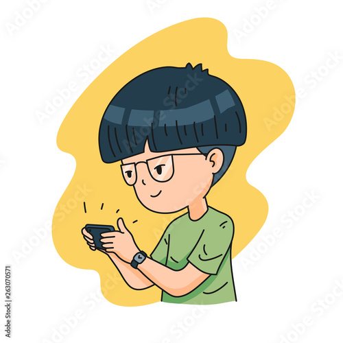A Man Playing Online Games on a Smartphone Stock Vector - Illustration of  room, online: 275102566