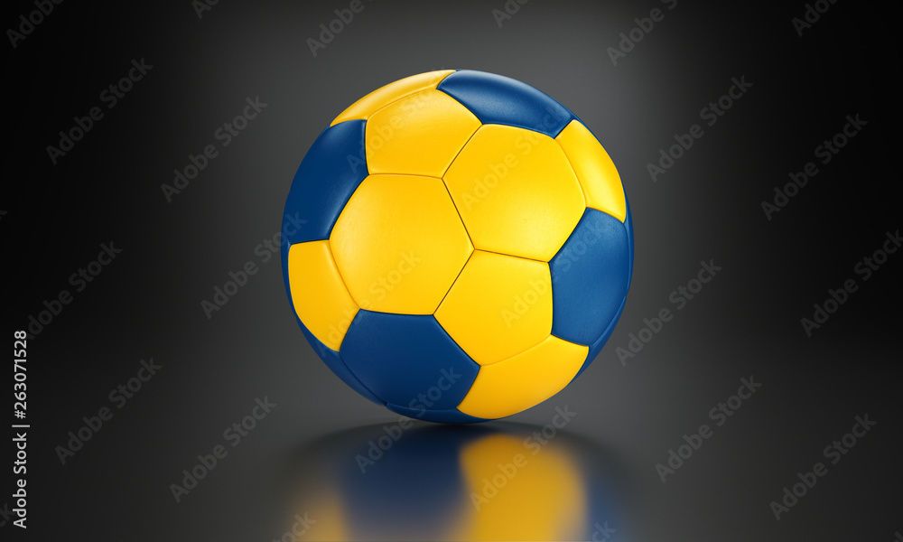 Football 3d concept. Ball with national flag of Sweden in the black metallic studio. Football 3d concept. Ball with national flag of Sweden in the black metallic studio.