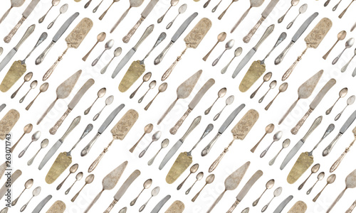 Seamless background vintage cutlery