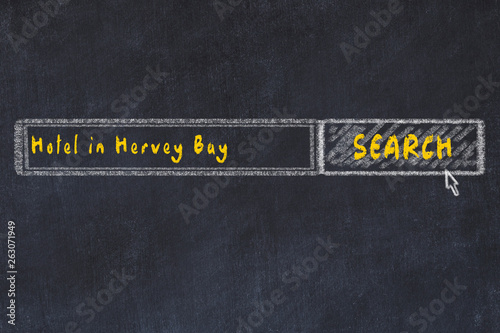 Chalk sketch of search engine. Concept of searching and booking a hotel in Hervey Bay photo