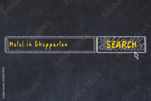 Chalk sketch of search engine. Concept of searching and booking a hotel in Shepparton photo