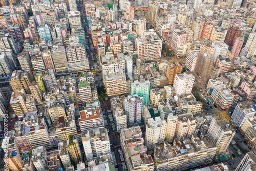 Aerial view of Hong Kong downtown city