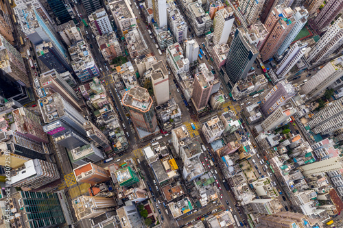 Top view of Hong Kong downtown city © leungchopan