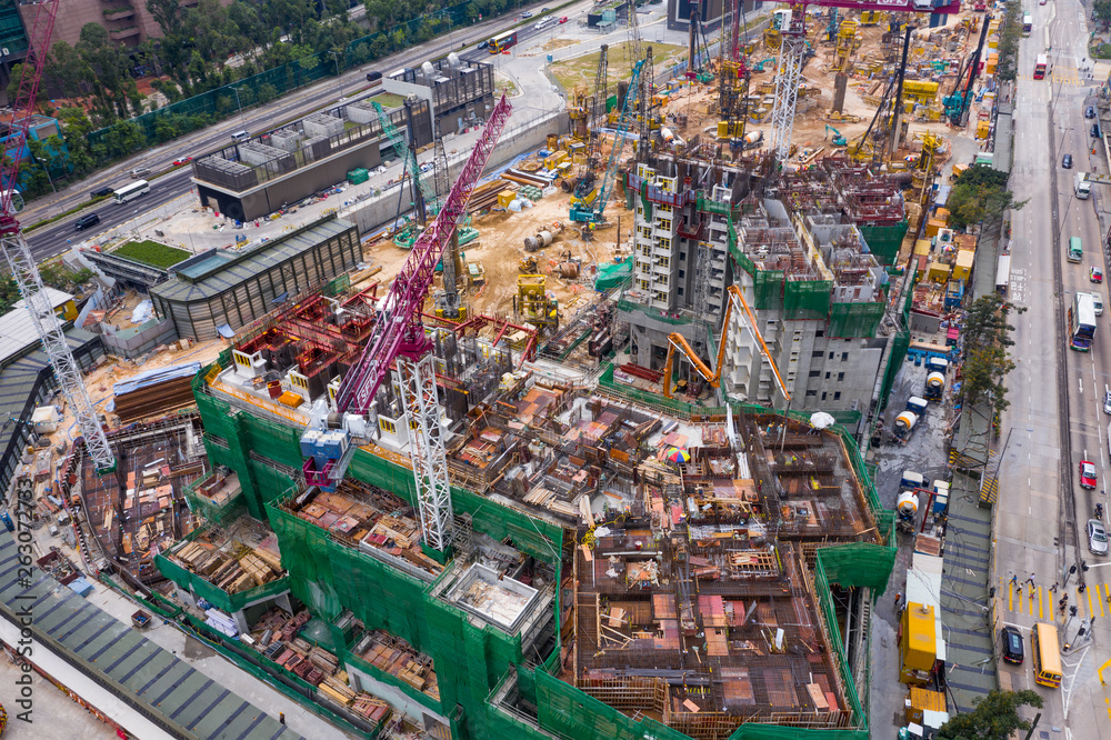 Top down view of construction site in diamond hill in Hong Kong