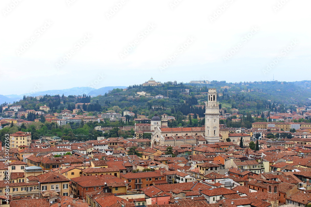 the center of the city of Verona seen from the top of the Lamberti tower