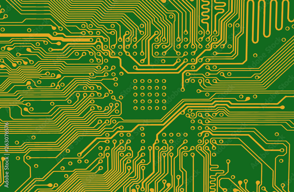 abstract vector background with  circuit board ,line yellow and green background