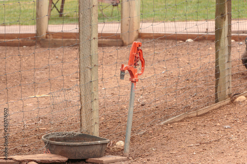 Obraz na plátně Red standpipe in livestock pen