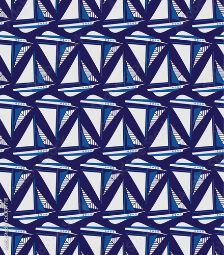 Sailing boat pattern with navy color background for wallpaper, digital print and textile