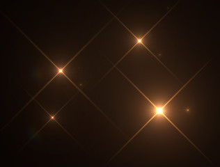 Realistic x shape light flare on black background