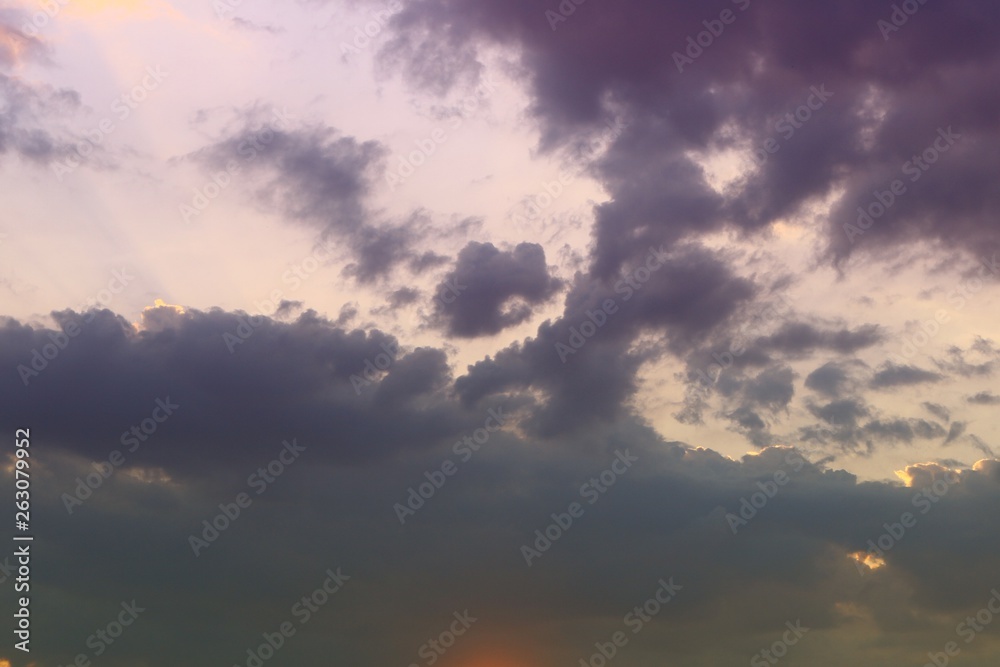 beautiful bright sunset or sunrise cloudy sky for using in design as background.