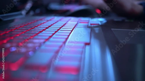 Wallpaper Mural Online lesson. Distance learning. Group Video Chat, Conference. Gamer playing a computer game. Work at home. eSports. Championship in computer games. Online shopping. Keyboard neon light. Torontodigital.ca