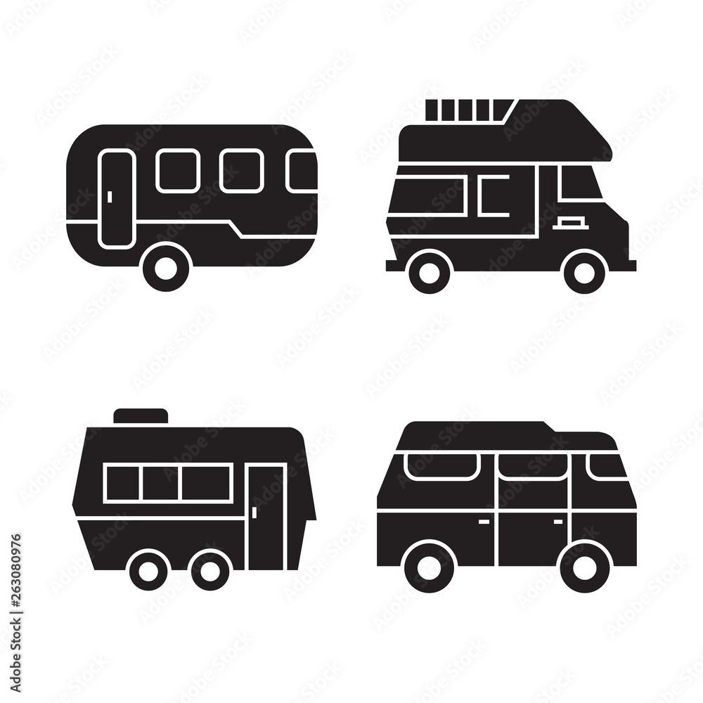 recreational vehicle, camper car icons recreational vehicle, camper car icons