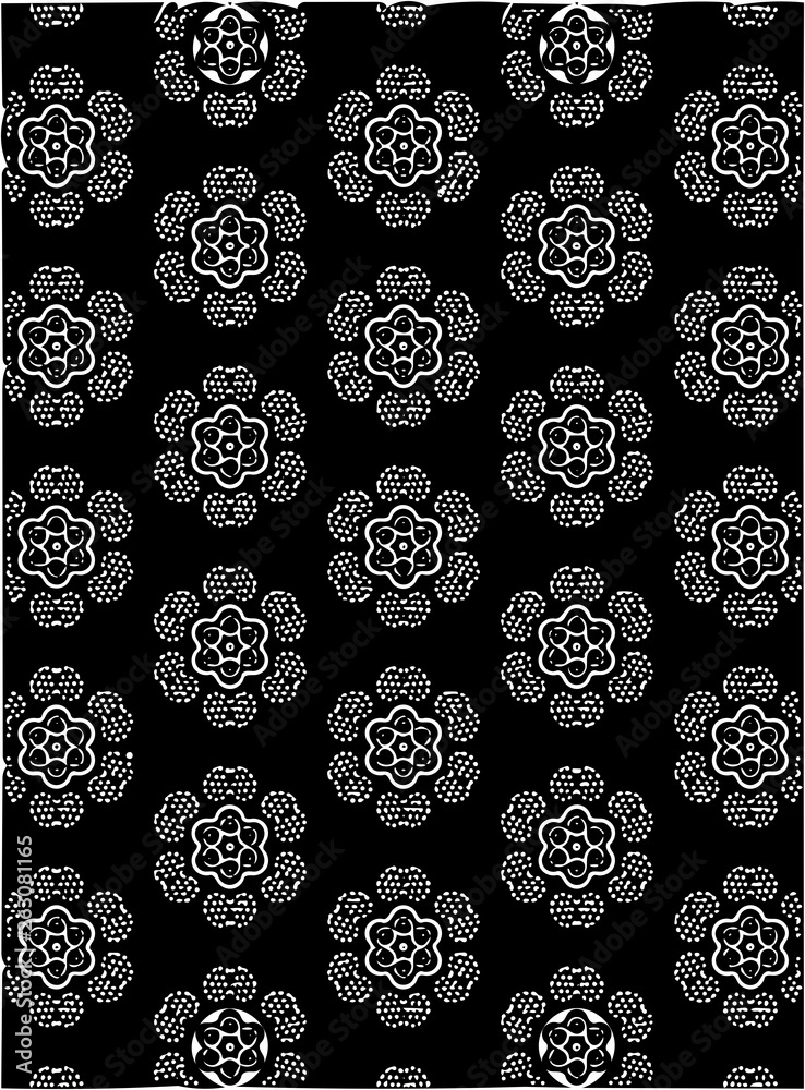Fototapeta Black and white ornate geometric pattern and abstract background