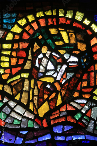Vitrail de Paul Bony et d Alexandre Cingria  1879-1945 . Eglise Notre-Dame des Alpes.   Stained glass by Alexandre Cingria. Notre-Dame des Alpes church.