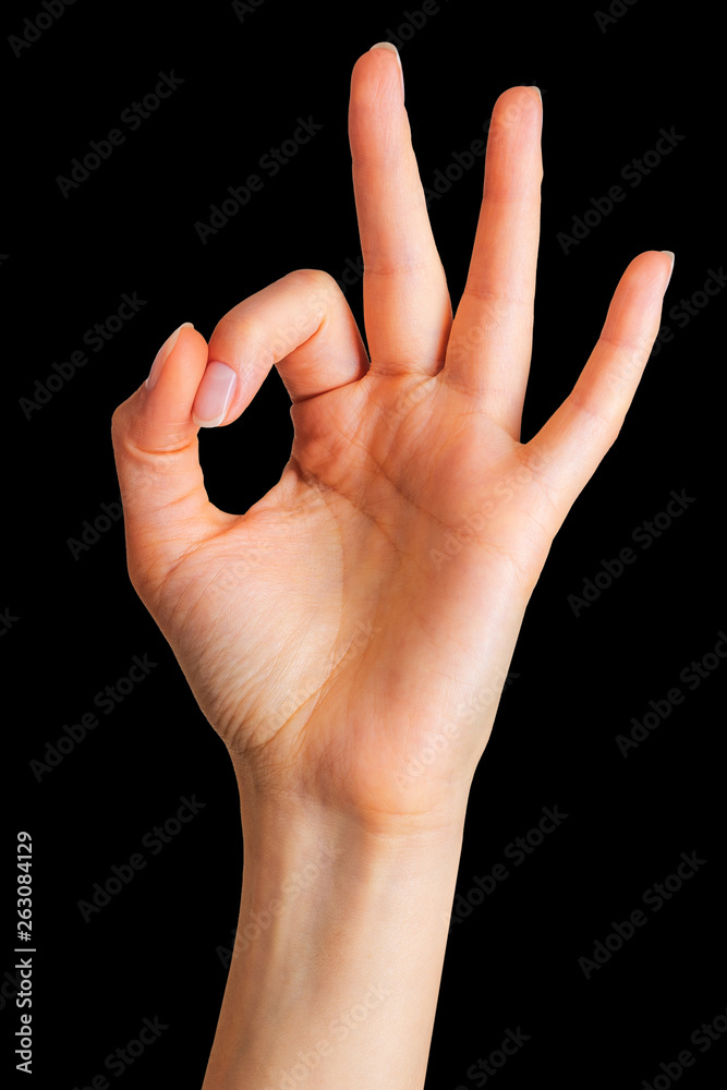 Woman hand showing mudra gesture or holding something. Woman hand showing mudra gesture or holding something.