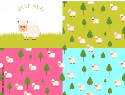 Seamless Nature Sheep Fabric Pattern © Sim