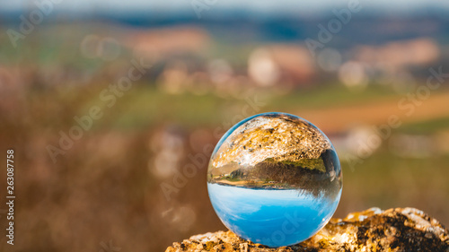 Crystal ball landscape shot near Bad Griesbach-Bavaria-Germany