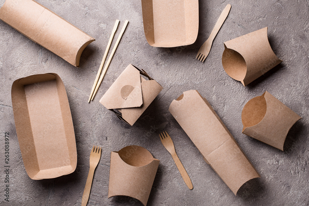 Fototapeta premium Eco friendly fast food containers