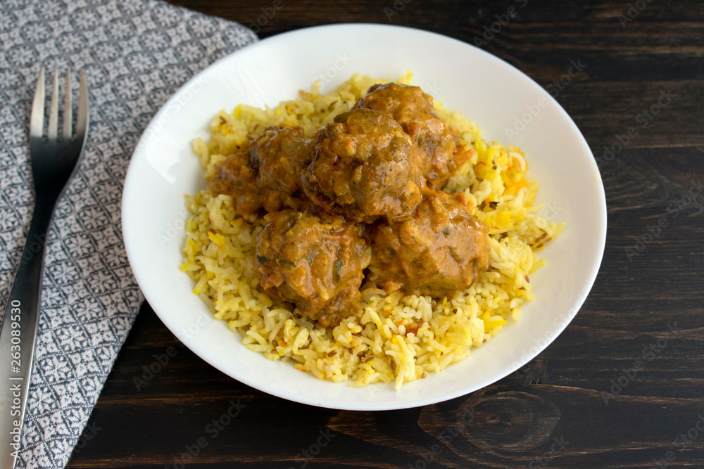 Kofta Curry with Saffron Rice Kofta Curry with Saffron Rice