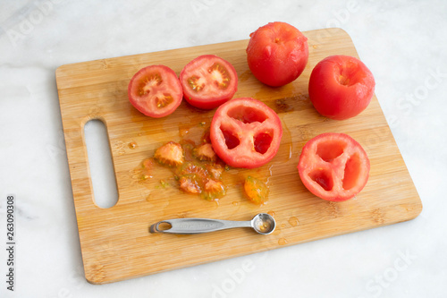 Seeding Peeled Tomatoes