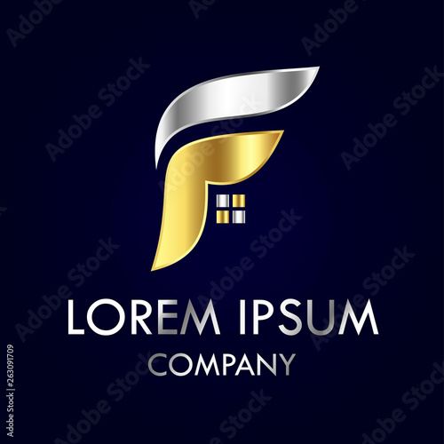 letter f logo house