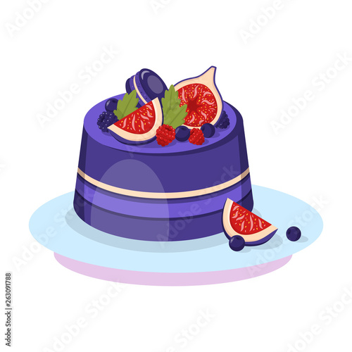 Delicious Berry Cake Cartoon Vector Illustration