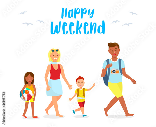 Holidaymakers, Tourists Cartoon Characters Set