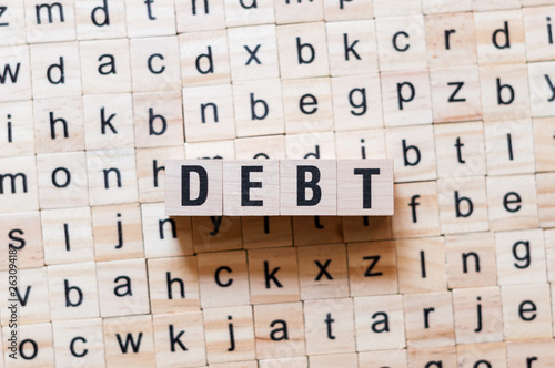 Debt word concept