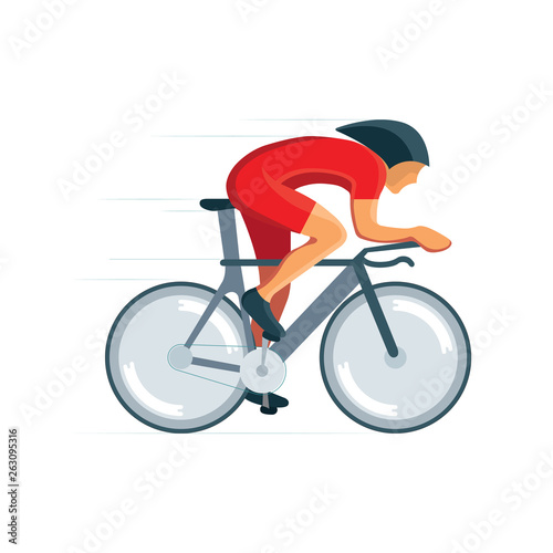 Cyclist. Man rides a speed bike. Cycling race vector illustration.