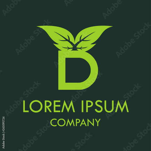 Alphabet D Letter green logo