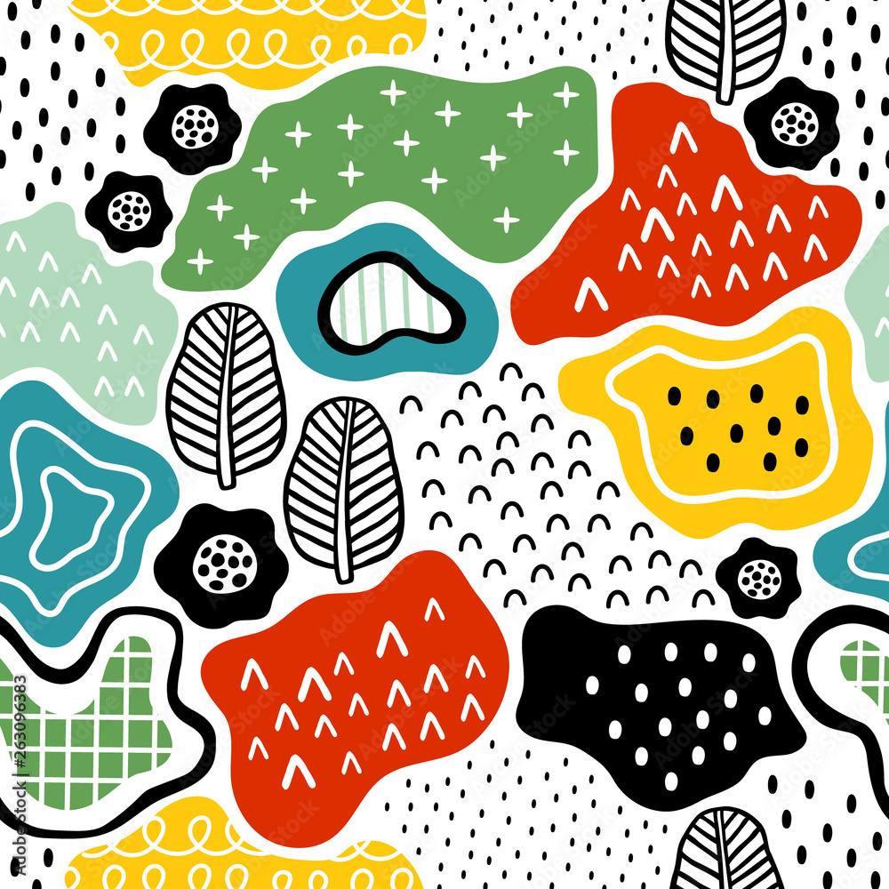 Creative seamless pattern with hand drawn textures 