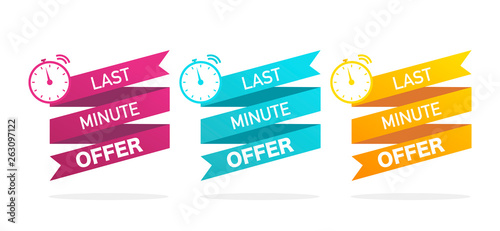Last minute offer label. Chance sale. Set of label form with various colors. Vevtor