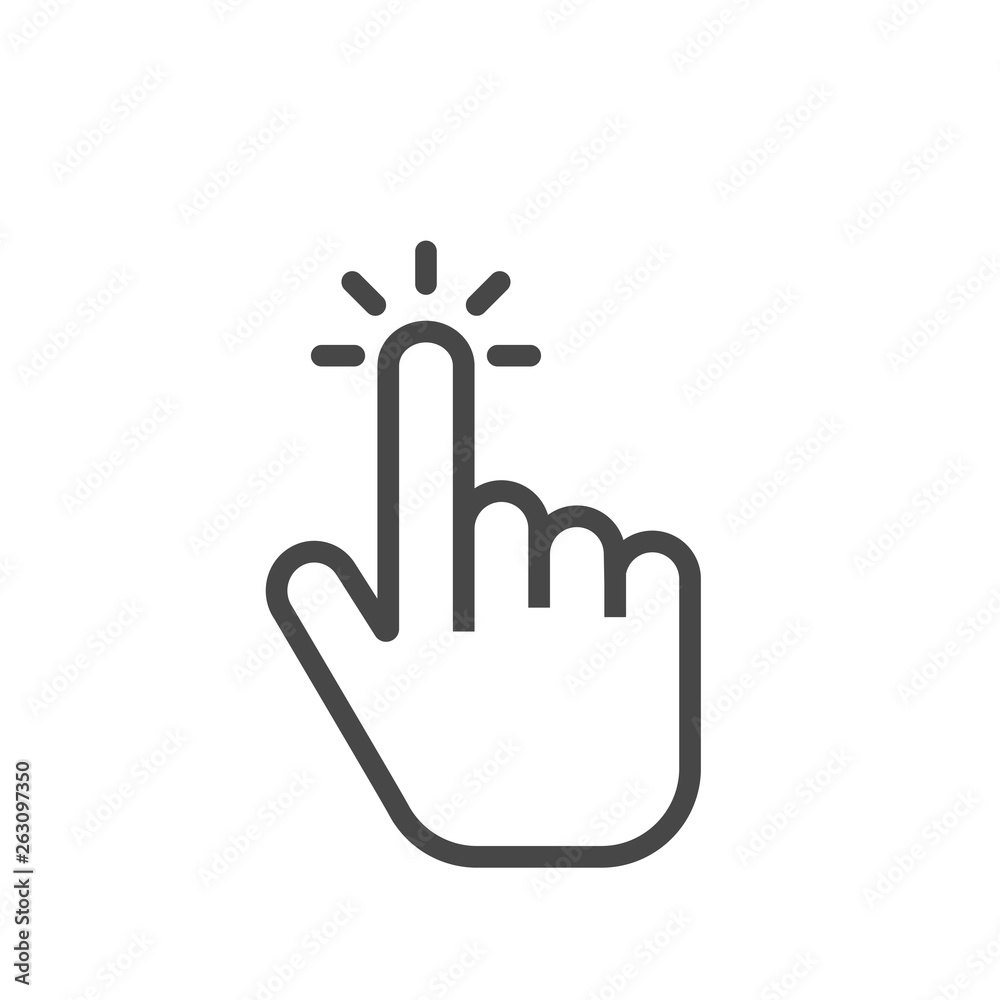 Click finger icon. Clicking pointer isolated on white background. Vector Click finger icon. Clicking pointer isolated on white background. Vector