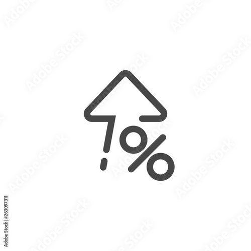 High percent interest. Percent up icon in linear style. Vector