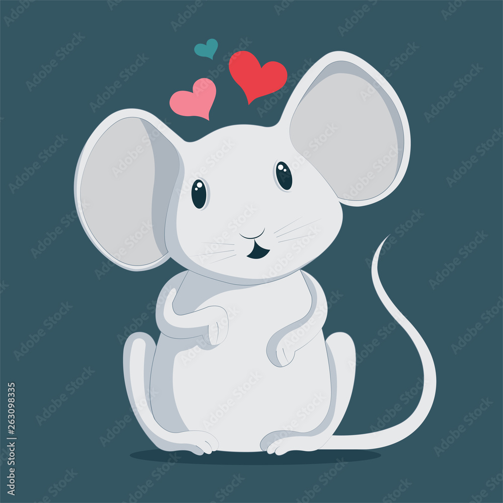 Mouse. Cute mouse cartoon character. Mouse with hearts. Love metaphor illustration. Part of set. Mouse. Cute mouse cartoon character. Mouse with hearts. Love metaphor illustration. Part of set.
