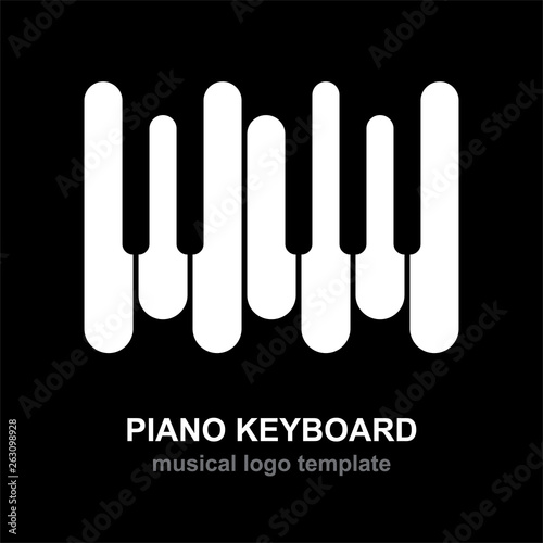 Piano. Piano keyboard. Music logo. 