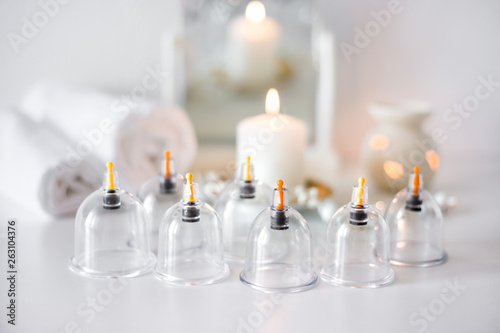 Vacuum therapy. Cup massage. Hijama