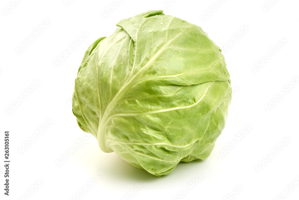 Fresh organic cabbage, close-up, isolated on white background Fresh organic cabbage, close-up, isolated on white background