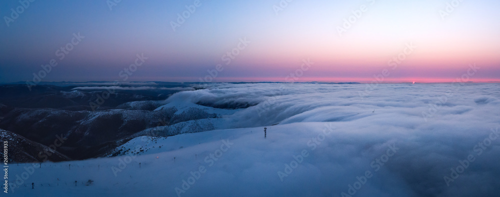 stunning lights at sunset, hotham alpine resort