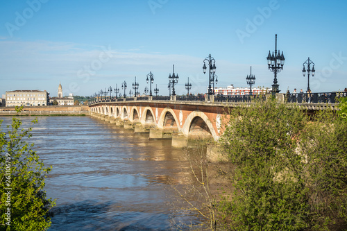 Pont de pierre in the city of Bordeaux - Bordeaux, France