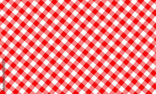 Red Gingham seamless pattern. Texture from rhombus/squares for - plaid, tablecloths, clothes, shirts, dresses, paper, bedding, blankets, quilts and other textile products. 