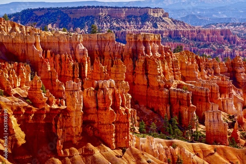 Scenic view of Hoodoos and rock spires from Rim Trail at Bryce Canyon