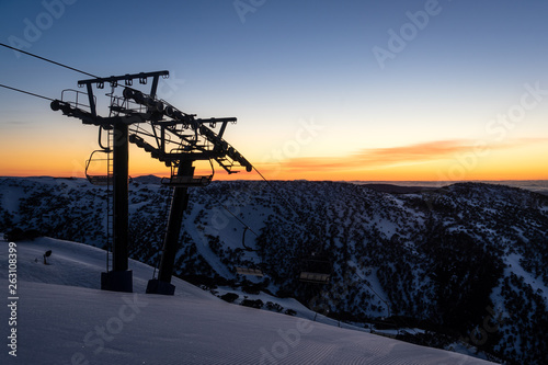 stunning lights at sunset, hotham alpine resort