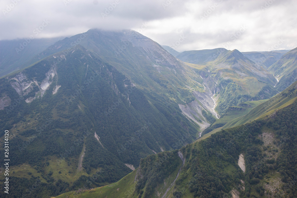 Fototapeta premium View of Caucasus mountains along Georgian Military Road, Republic of Georgia