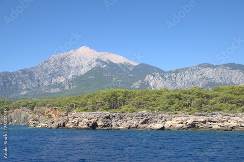 Big rock close-up in the Mediterranean Sea.