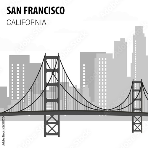 San Francisco Cityscape Monochrome Illustration © Mykola
