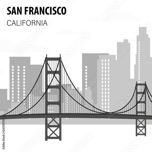 San Francisco Cityscape Monochrome Illustration
