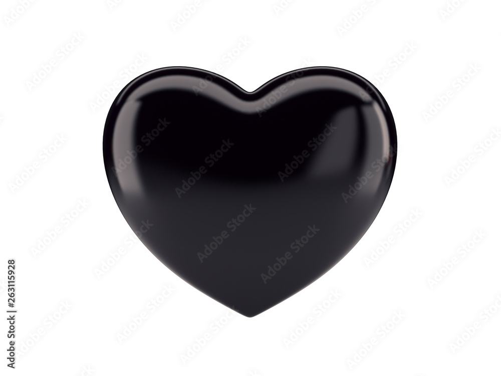 Black heart icon on white isolated background. 3d rendering Black heart icon on white isolated background. 3d rendering