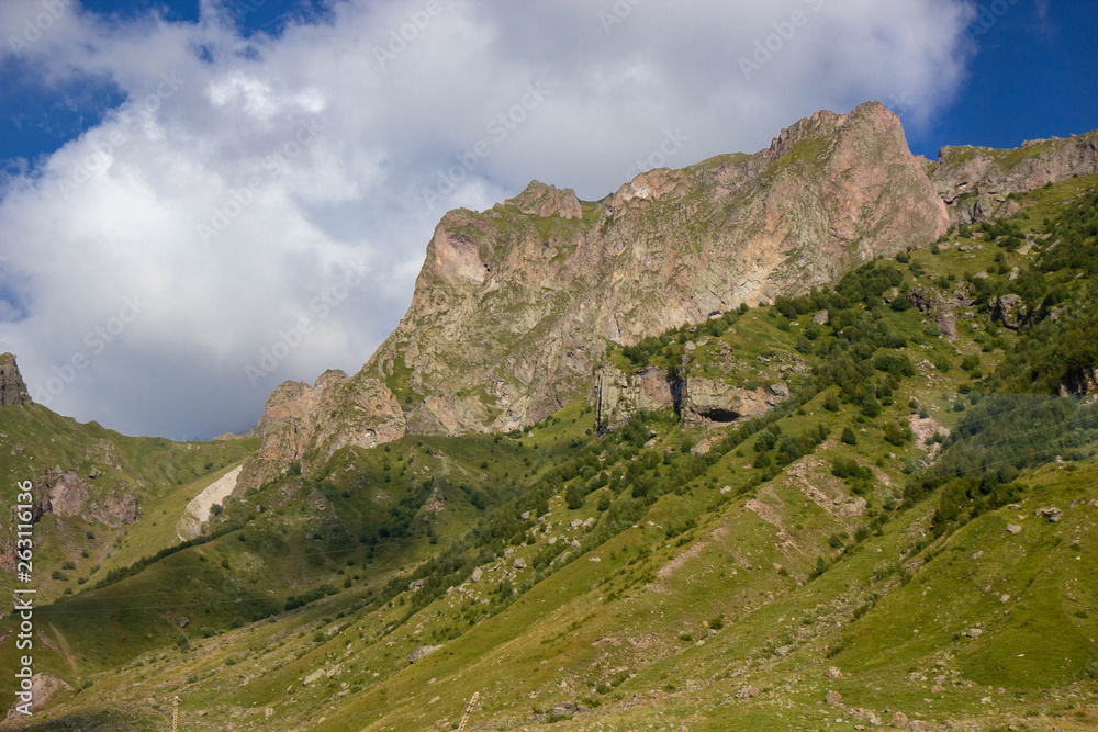 Obraz premium View of Caucasus mountains along Georgian Military Road, Republic of Georgia