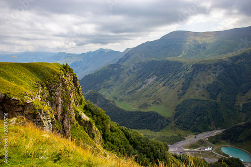 View of Caucasus mountains along Georgian Military Road, Republic of Georgia